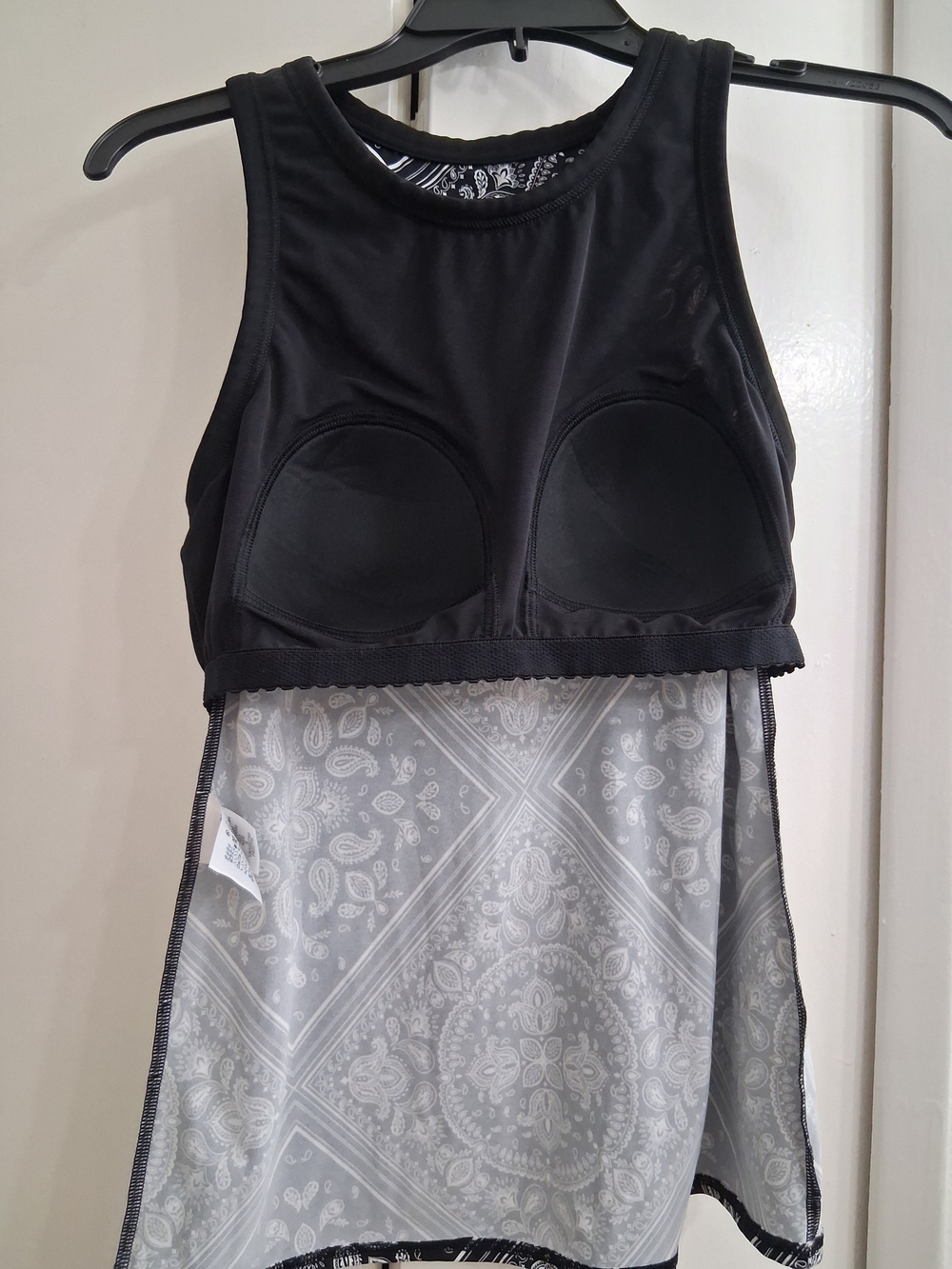 Lands' End Black and White Paisley Racerback Tank - Picture 5 of 5